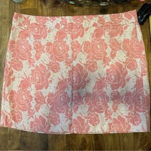 LOFT Pink Rose Jacquard Skirt